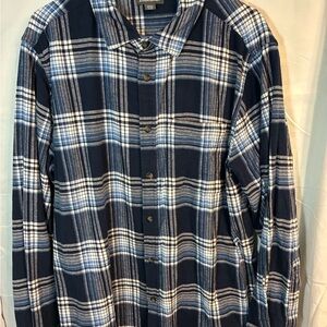 Eddie Bauer Blue and White Plaid Button Down Shirt